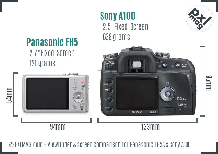 Panasonic FH5 vs Sony A100 Screen and Viewfinder comparison