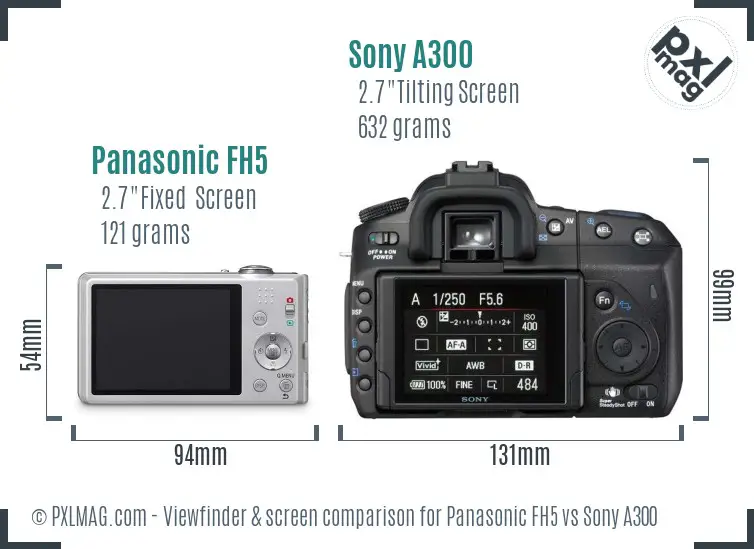 Panasonic FH5 vs Sony A300 Screen and Viewfinder comparison