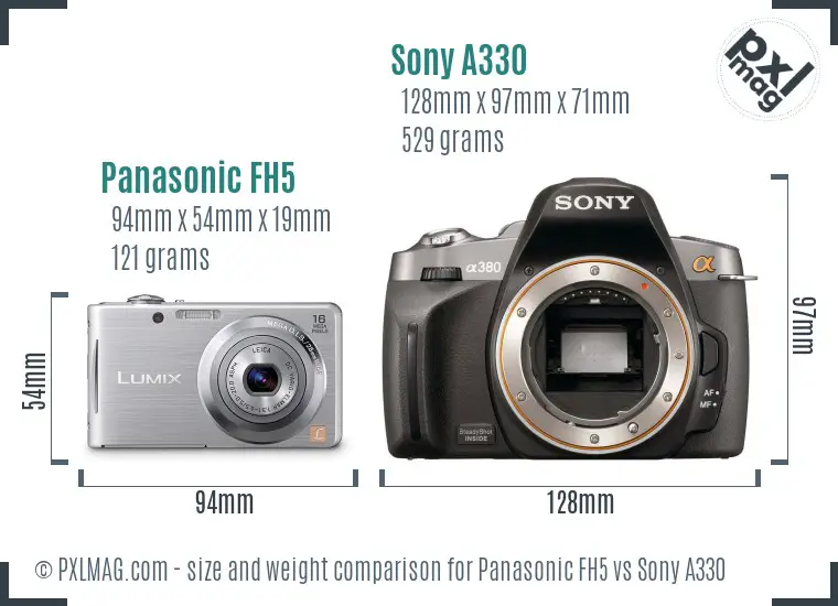 Panasonic FH5 vs Sony A330 size comparison