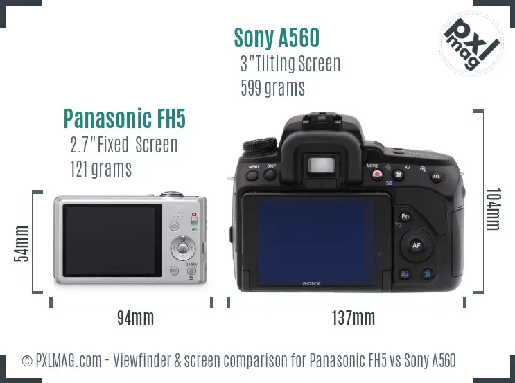 Panasonic FH5 vs Sony A560 Screen and Viewfinder comparison