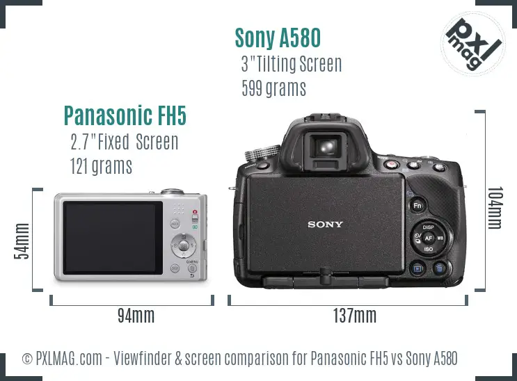 Panasonic FH5 vs Sony A580 Screen and Viewfinder comparison