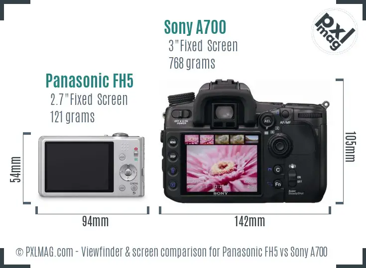 Panasonic FH5 vs Sony A700 Screen and Viewfinder comparison