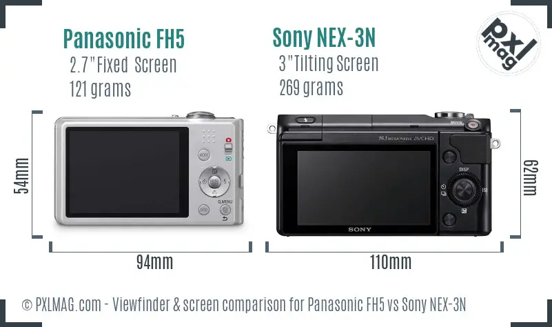 Panasonic FH5 vs Sony NEX-3N Screen and Viewfinder comparison