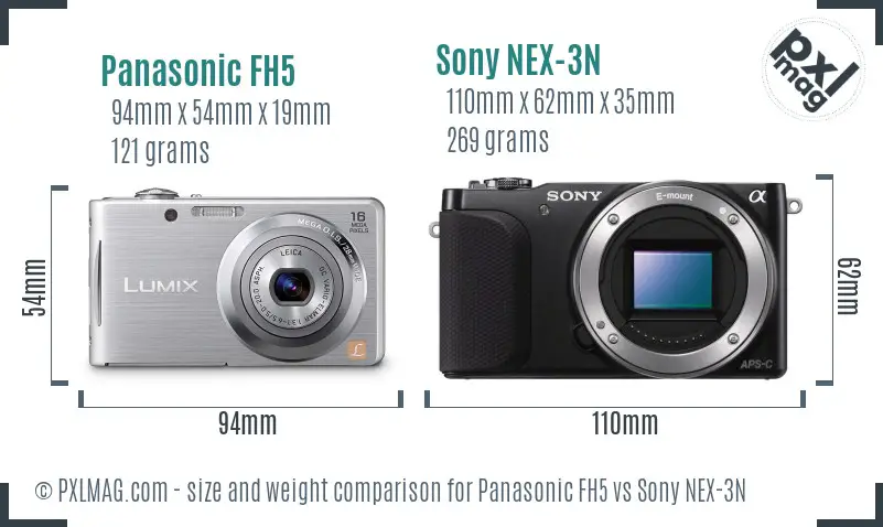 Panasonic FH5 vs Sony NEX-3N size comparison