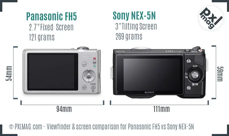 Panasonic FH5 vs Sony NEX-5N Screen and Viewfinder comparison