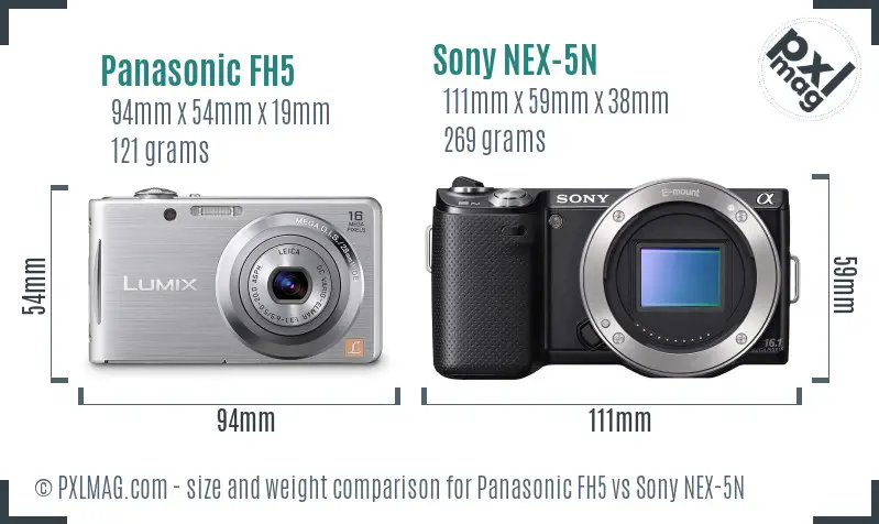 Panasonic FH5 vs Sony NEX-5N size comparison