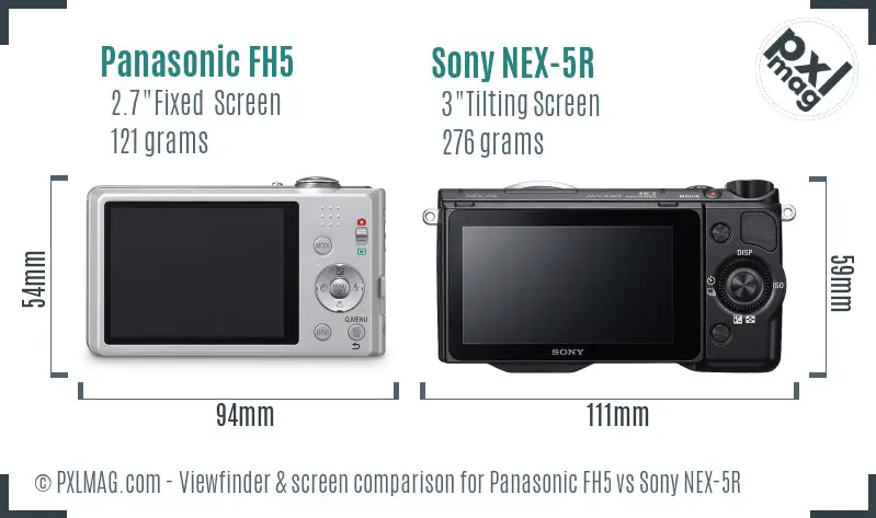 Panasonic FH5 vs Sony NEX-5R Screen and Viewfinder comparison