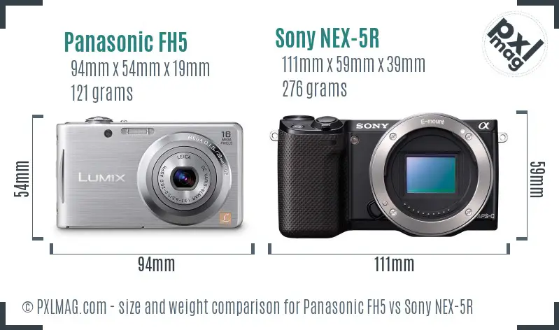 Panasonic FH5 vs Sony NEX-5R size comparison