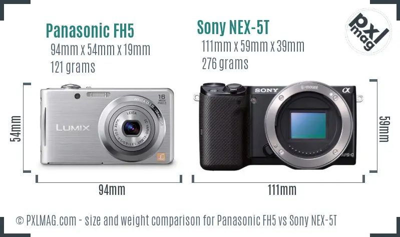 Panasonic FH5 vs Sony NEX-5T size comparison