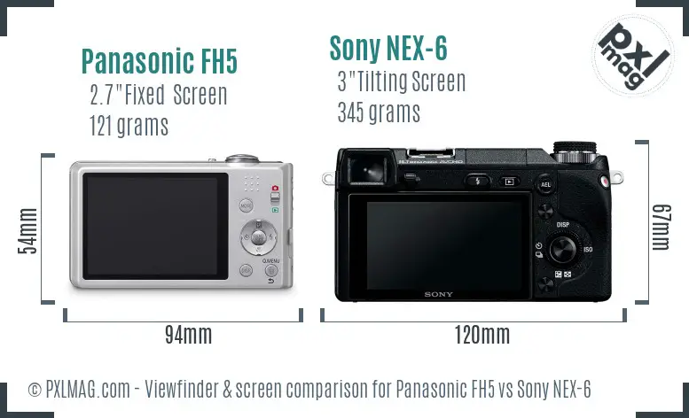 Panasonic FH5 vs Sony NEX-6 Screen and Viewfinder comparison