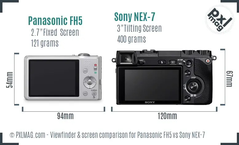 Panasonic FH5 vs Sony NEX-7 Screen and Viewfinder comparison