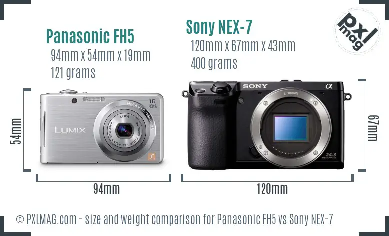 Panasonic FH5 vs Sony NEX-7 size comparison