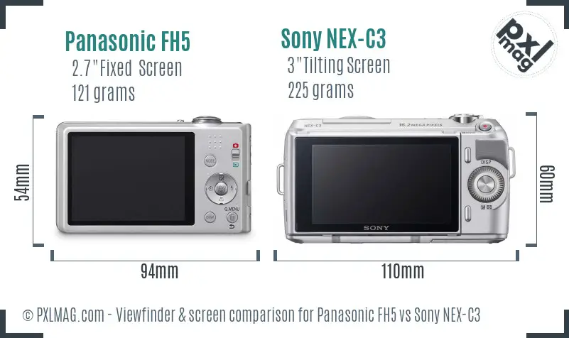 Panasonic FH5 vs Sony NEX-C3 Screen and Viewfinder comparison