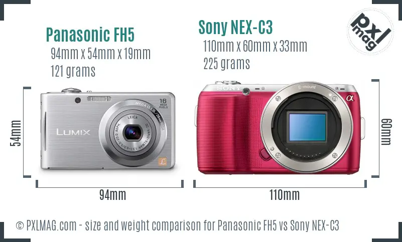 Panasonic FH5 vs Sony NEX-C3 size comparison