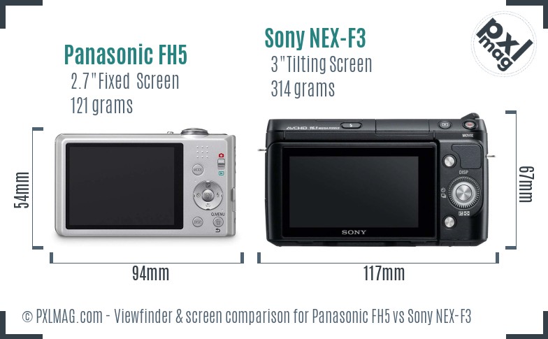 Panasonic FH5 vs Sony NEX-F3 Screen and Viewfinder comparison