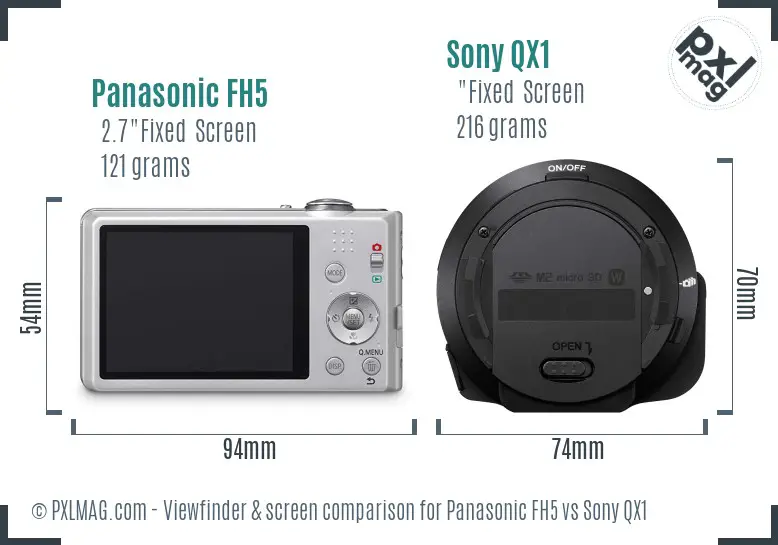 Panasonic FH5 vs Sony QX1 Screen and Viewfinder comparison