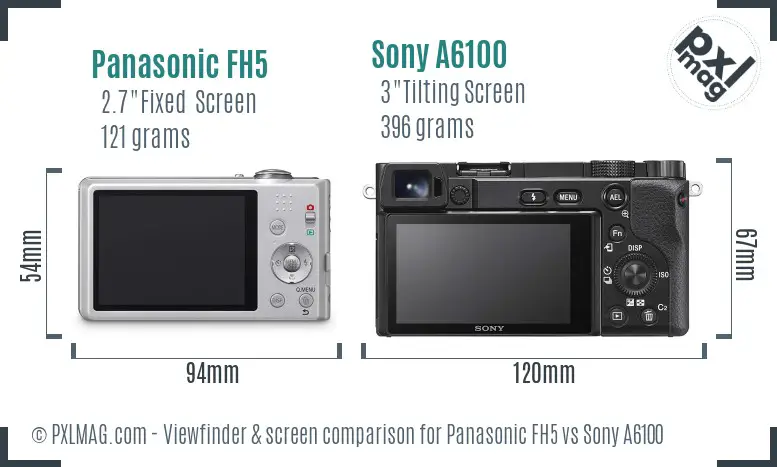 Panasonic FH5 vs Sony A6100 Screen and Viewfinder comparison