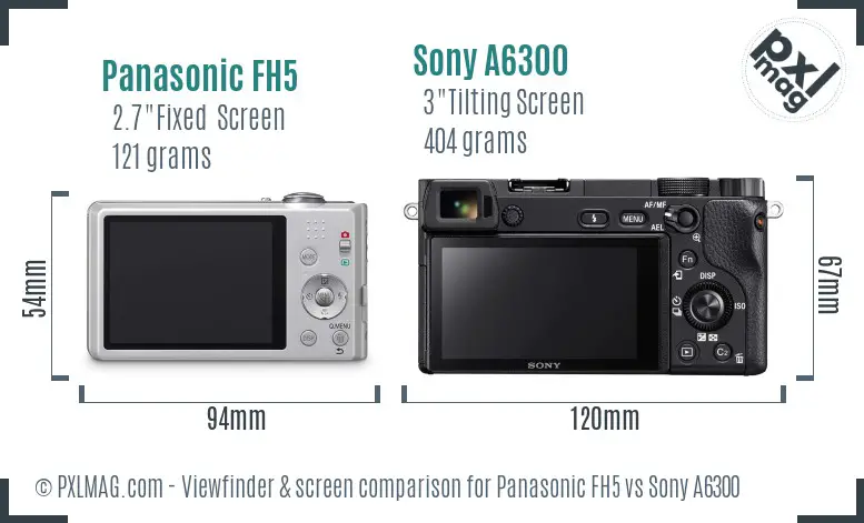Panasonic FH5 vs Sony A6300 Screen and Viewfinder comparison