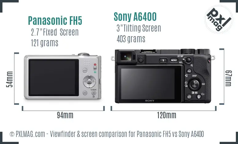 Panasonic FH5 vs Sony A6400 Screen and Viewfinder comparison