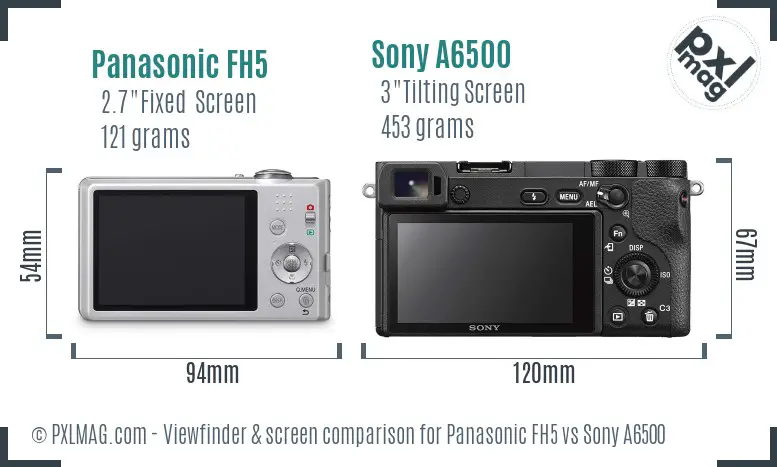 Panasonic FH5 vs Sony A6500 Screen and Viewfinder comparison