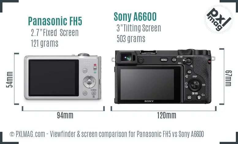 Panasonic FH5 vs Sony A6600 Screen and Viewfinder comparison