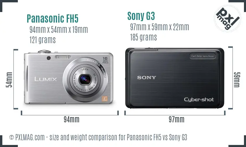 Panasonic FH5 vs Sony G3 size comparison