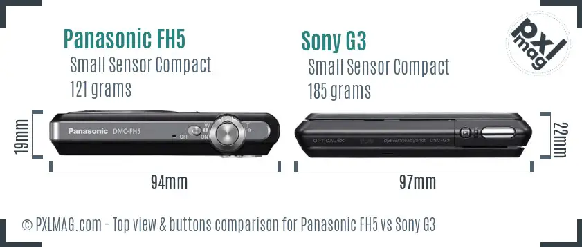 Panasonic FH5 vs Sony G3 top view buttons comparison