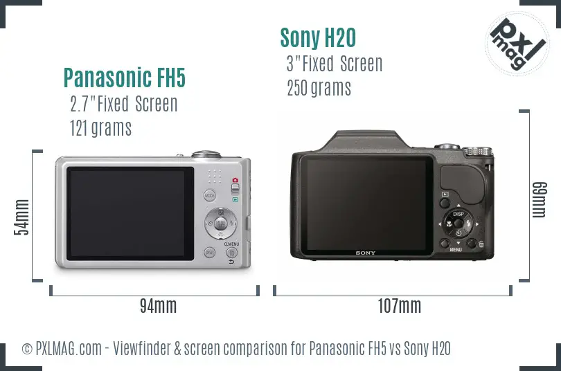 Panasonic FH5 vs Sony H20 Screen and Viewfinder comparison