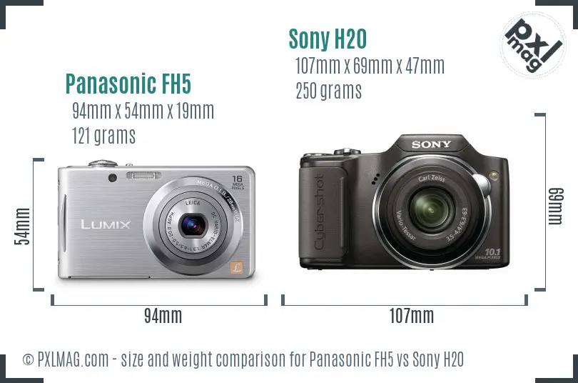 Panasonic FH5 vs Sony H20 size comparison