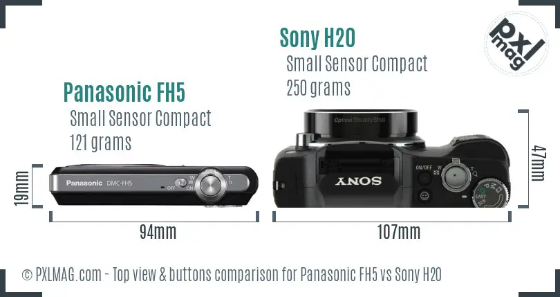 Panasonic FH5 vs Sony H20 top view buttons comparison