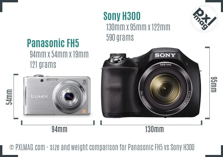 Panasonic FH5 vs Sony H300 size comparison