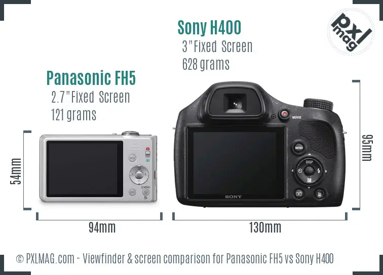 Panasonic FH5 vs Sony H400 Screen and Viewfinder comparison
