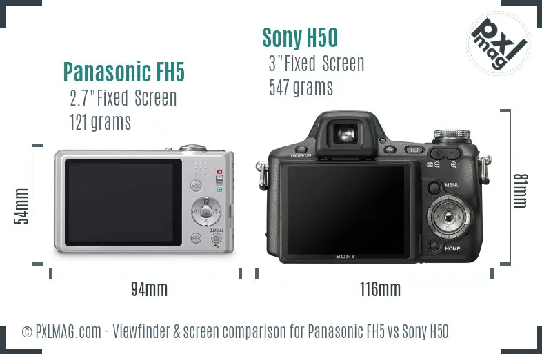 Panasonic FH5 vs Sony H50 Screen and Viewfinder comparison