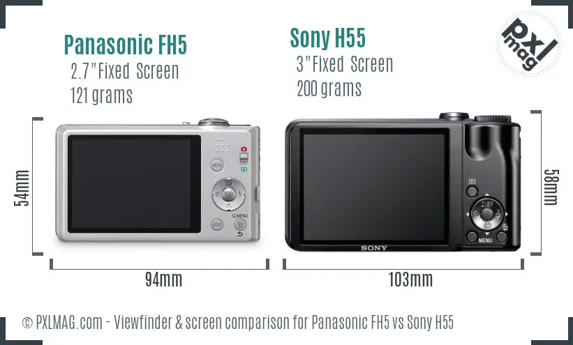 Panasonic FH5 vs Sony H55 Screen and Viewfinder comparison