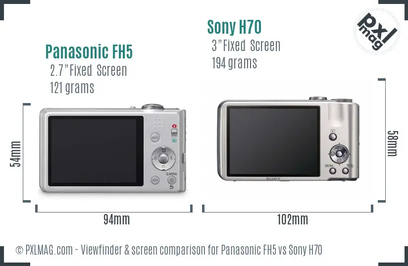 Panasonic FH5 vs Sony H70 Screen and Viewfinder comparison