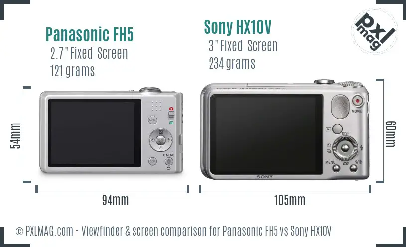 Panasonic FH5 vs Sony HX10V Screen and Viewfinder comparison