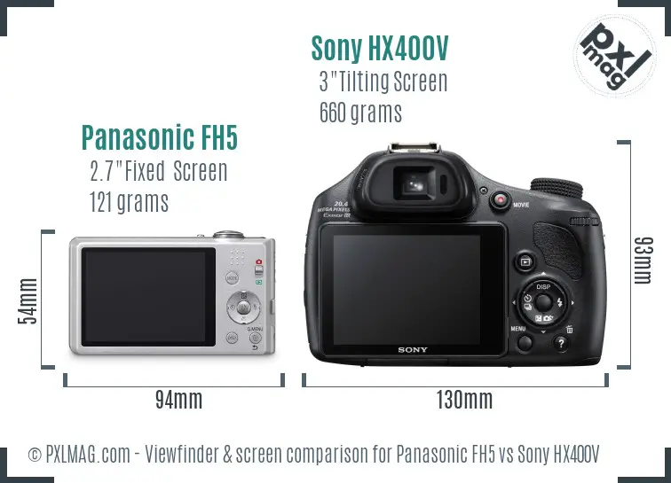 Panasonic FH5 vs Sony HX400V Screen and Viewfinder comparison