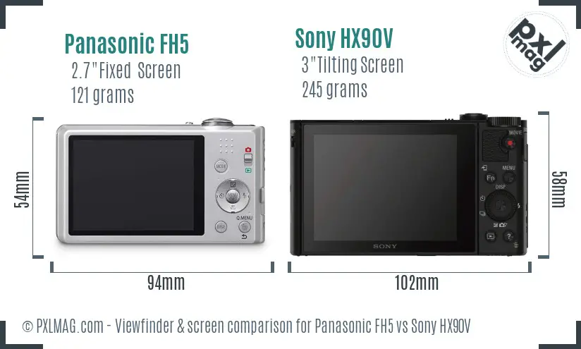 Panasonic FH5 vs Sony HX90V Screen and Viewfinder comparison