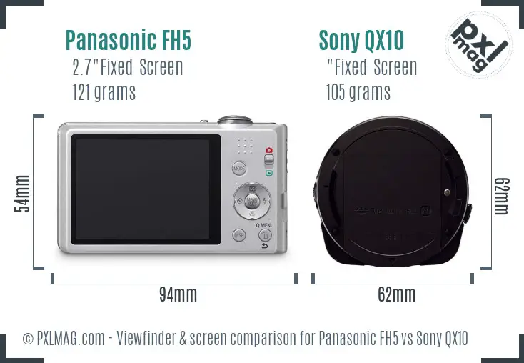 Panasonic FH5 vs Sony QX10 Screen and Viewfinder comparison