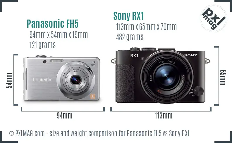 Panasonic FH5 vs Sony RX1 size comparison