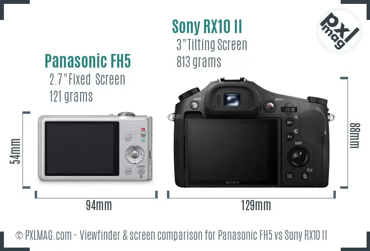 Panasonic FH5 vs Sony RX10 II Screen and Viewfinder comparison