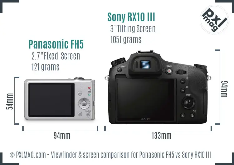 Panasonic FH5 vs Sony RX10 III Screen and Viewfinder comparison