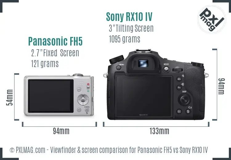 Panasonic FH5 vs Sony RX10 IV Screen and Viewfinder comparison