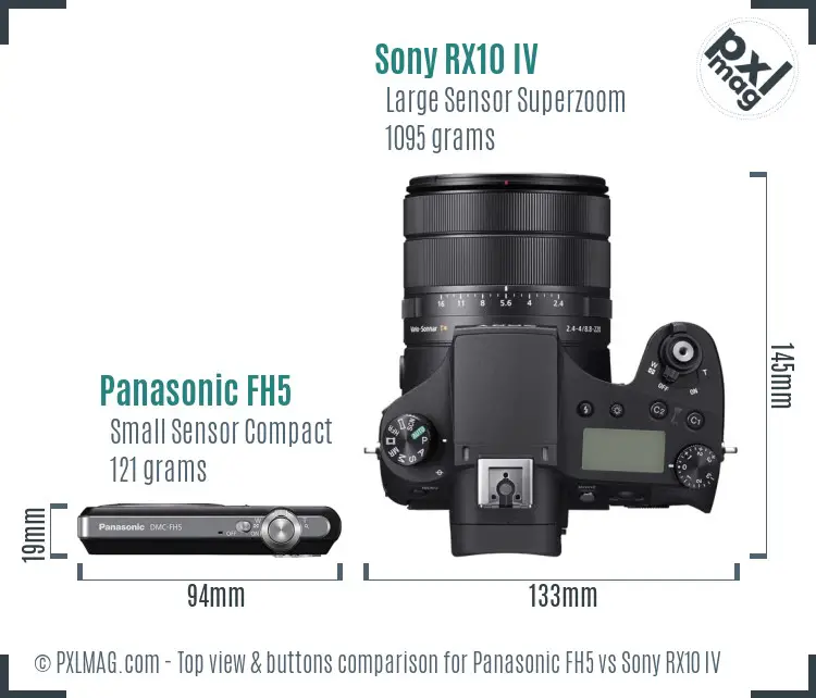 Panasonic FH5 vs Sony RX10 IV top view buttons comparison