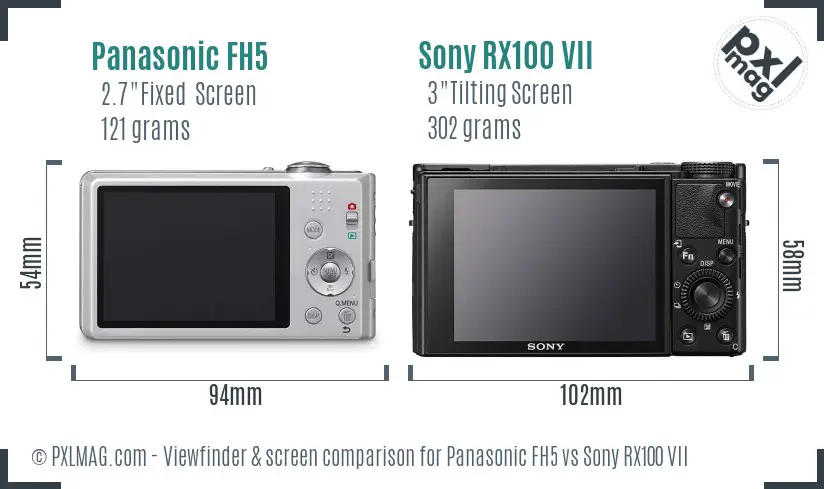 Panasonic FH5 vs Sony RX100 VII Screen and Viewfinder comparison Panasonic FH5 vs Sony RX100 VII Screen and Viewfinder comparison