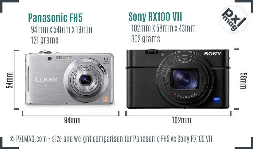 Panasonic FH5 vs Sony RX100 VII size comparison Panasonic FH5 vs Sony RX100 VII size comparison