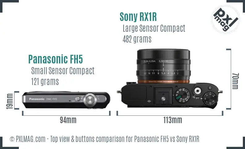 Panasonic FH5 vs Sony RX1R top view buttons comparison