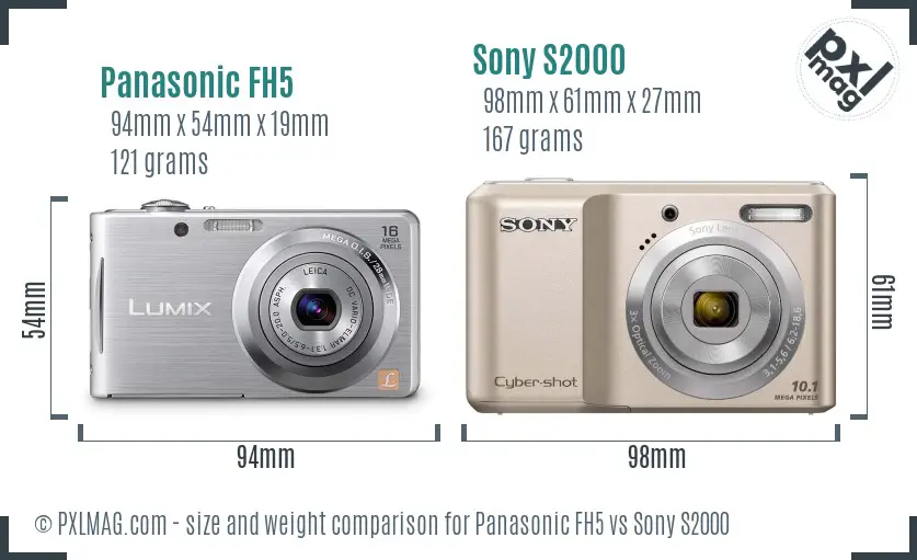Panasonic FH5 vs Sony S2000 size comparison
