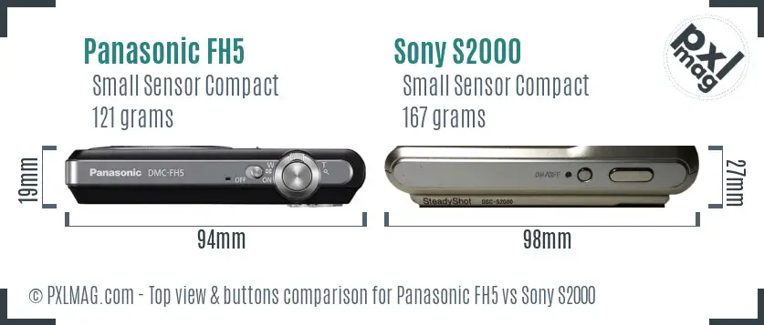 Panasonic FH5 vs Sony S2000 top view buttons comparison