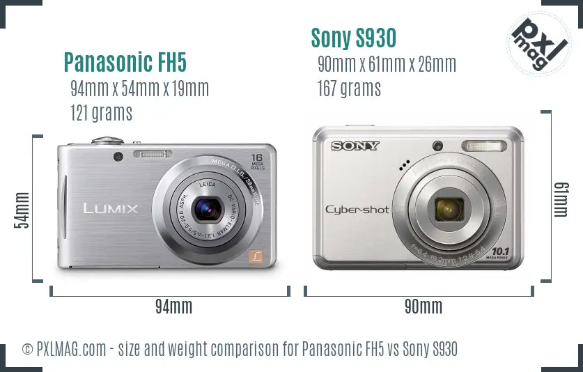 Panasonic FH5 vs Sony S930 size comparison